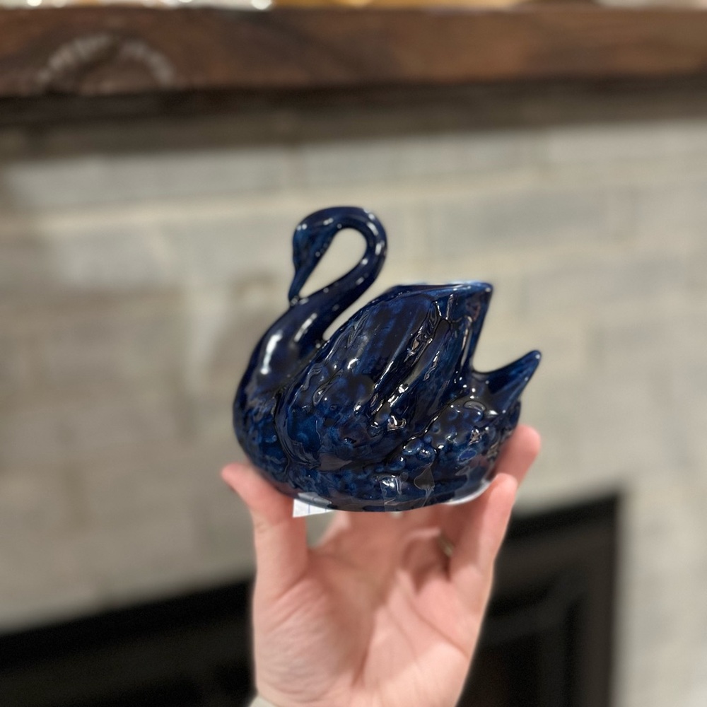 Elegant Blue Swan Bud Vase